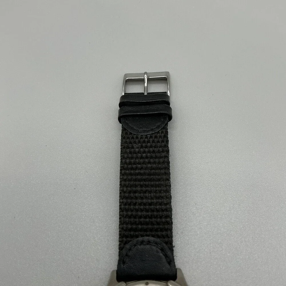 Wenger SAK Design Mens Watch 35mm Silver Tone Black Band Swiss New Battery